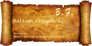Ballogh Filomén névjegykártya